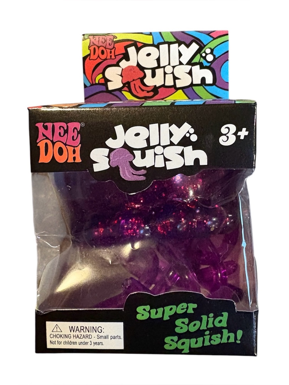 Nee Doh Jelly Squish Super Solid Jellyfish Squeeze Toy, Purple